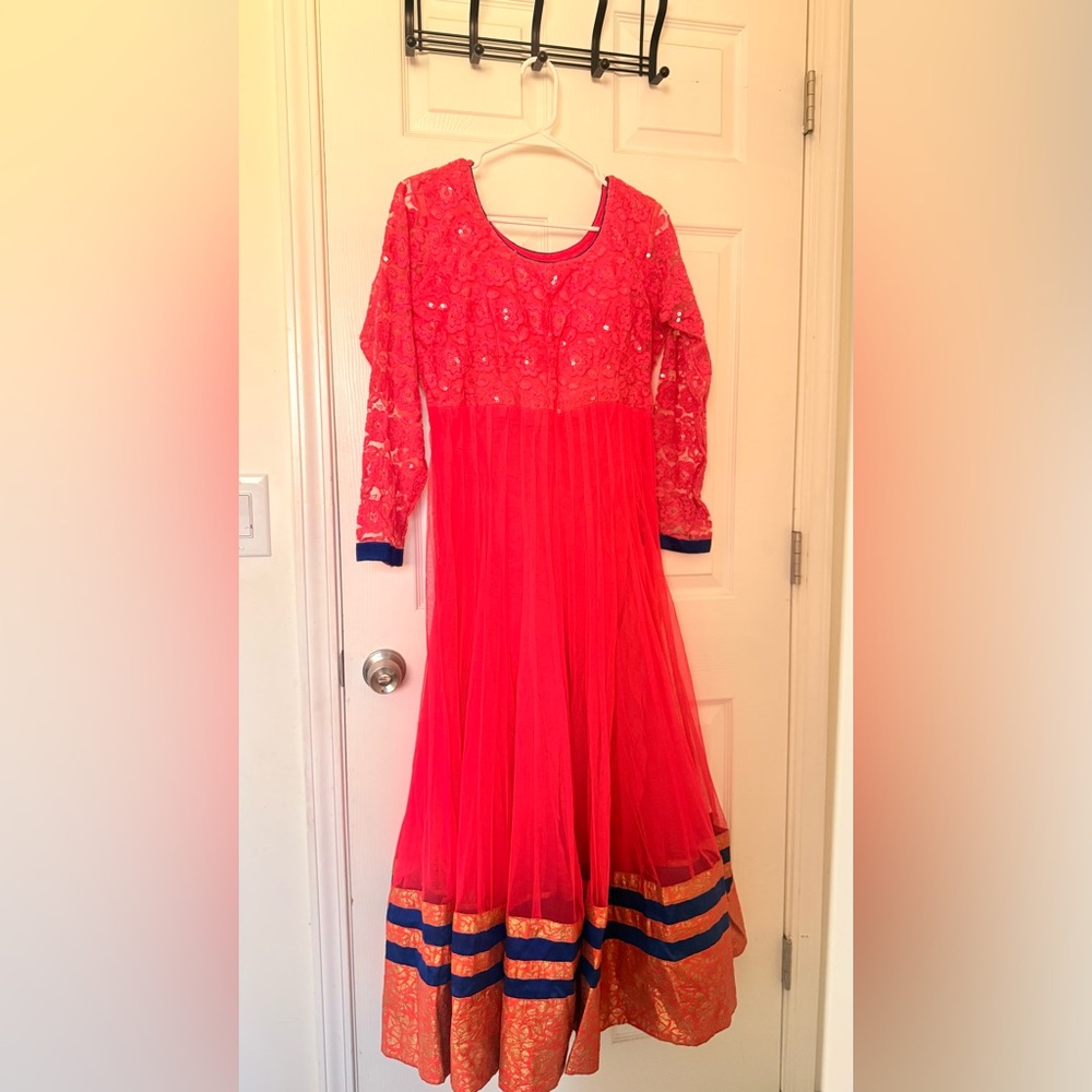 Women’s pink anarkali gown dress 36 inch bust with churidar and dupatta